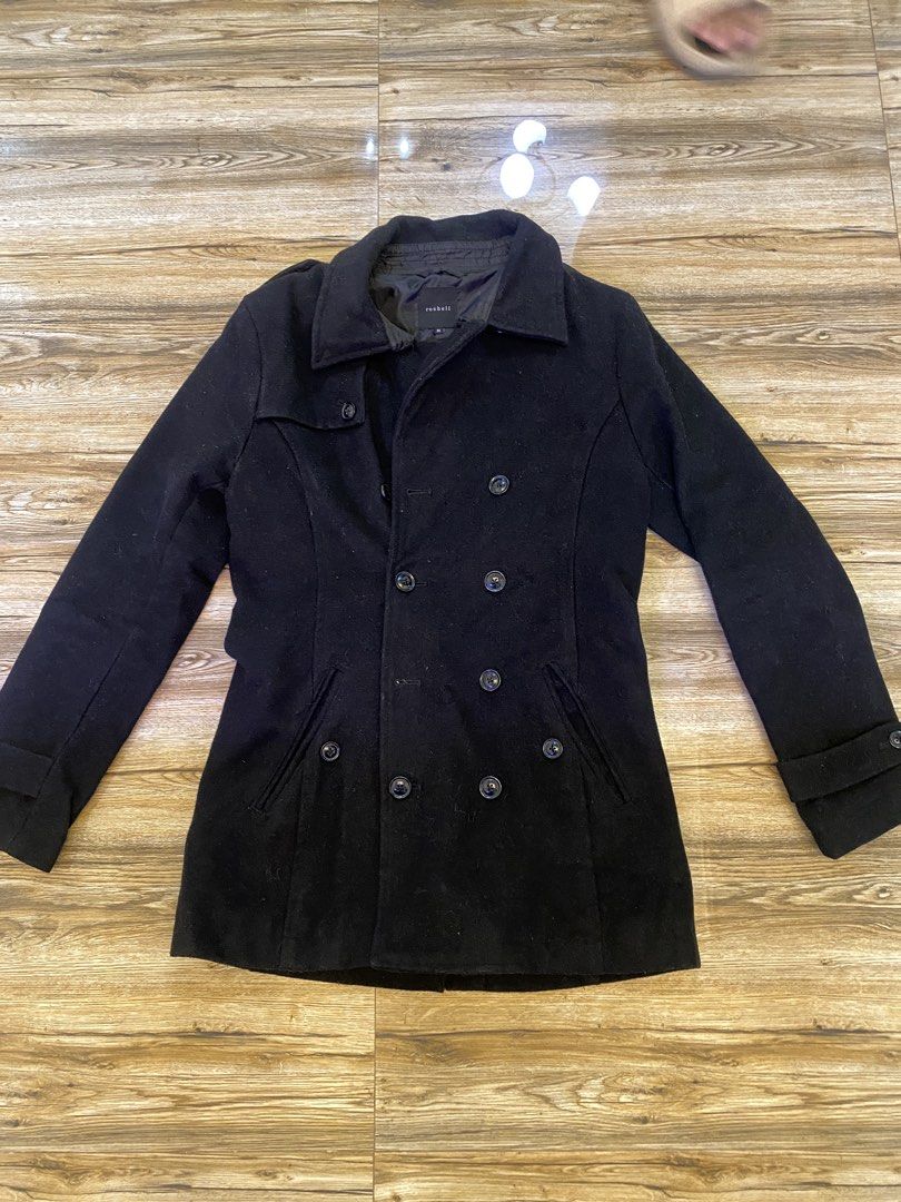 Roshell Black Double Breasted Wool Coat Size M (Category: Coats, Jackets and Outerwear) located in Baguio. Submitted by dreshop (Listing ID 1467847707, Image 2). Description: - Brand/Model: Roshell black double-breasted coat - Size: Medium (fits true to size) - Material: Warm wool blend with inner lining W 18” L 30” Sleeveves 23”.
