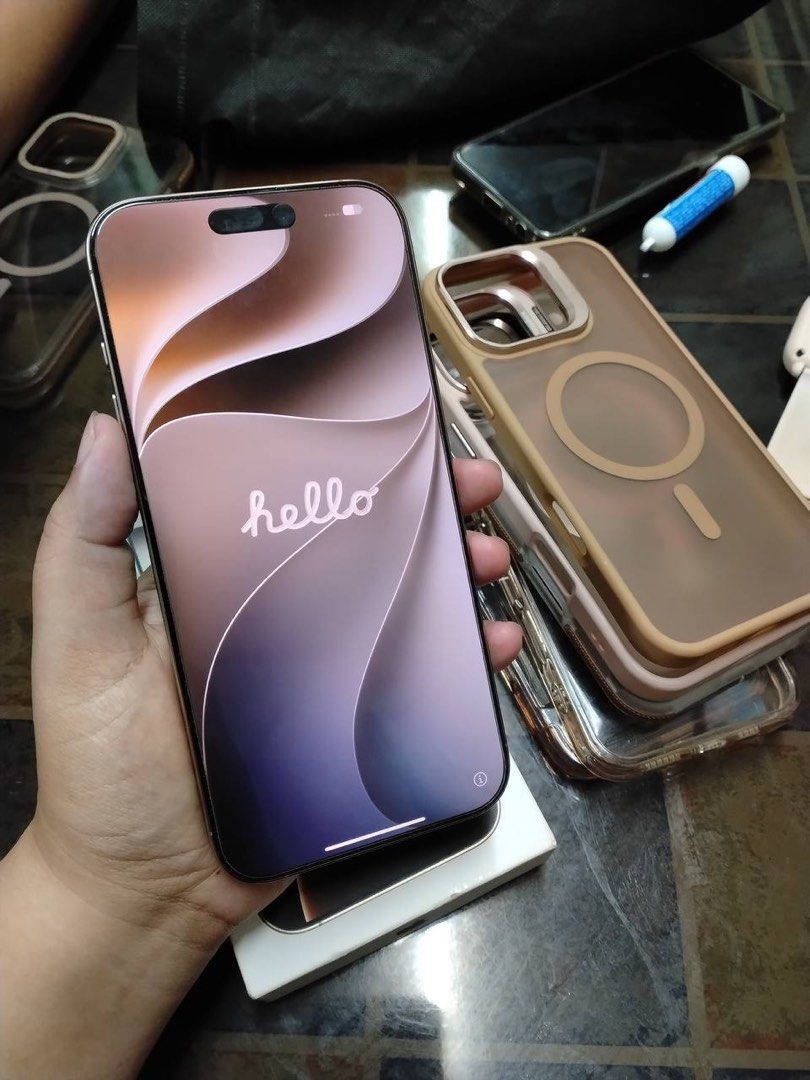 RUSH Iphone 16 pro max 256GB‼️ (Category: iPhone 16 Series) located in Manila. Submitted by angelo_deer (Listing ID 1467950765, Image 1). Description: iPhone 16 Pro Max – 256GB Dessert Titanium - with box (Same IMEI) & Original Cord - Underwarranty (Expired 12/04/26) - Battery health: 98% - iOS 27.0.1 last updated - ZP/A & NTC approved (Local Variant) - Openline and No History of Repair - No Issue and no dents - Free case - Nego pa if kukunin aga