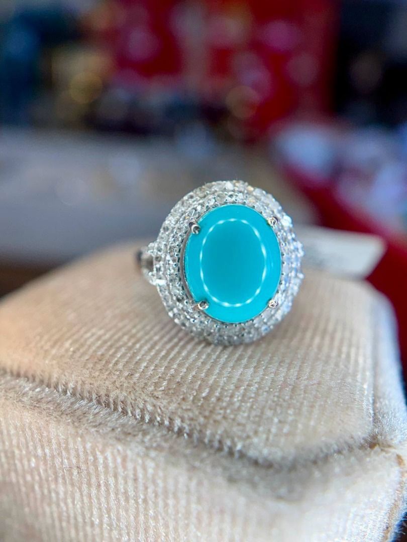 S7 NATURAL TURQUOISE & DIAMONDS IN .925 SILVER (Category: Rings) located in Baguio. Submitted by asna_taku (Listing ID 1467893909, Image 1). Description: 💎 NATURAL TURQUOISE & DIAMONDS IN .925 SILVER 💎 Arizona Turquoise • Bnew • Size 7 A gorgeous natural Arizona turquoise with that dreamy, vivid blue color—set in an intricate .925 silver design accented with numerous round-cut natural diamonds. ✨ The certificate from American Gem Analysis Lab (