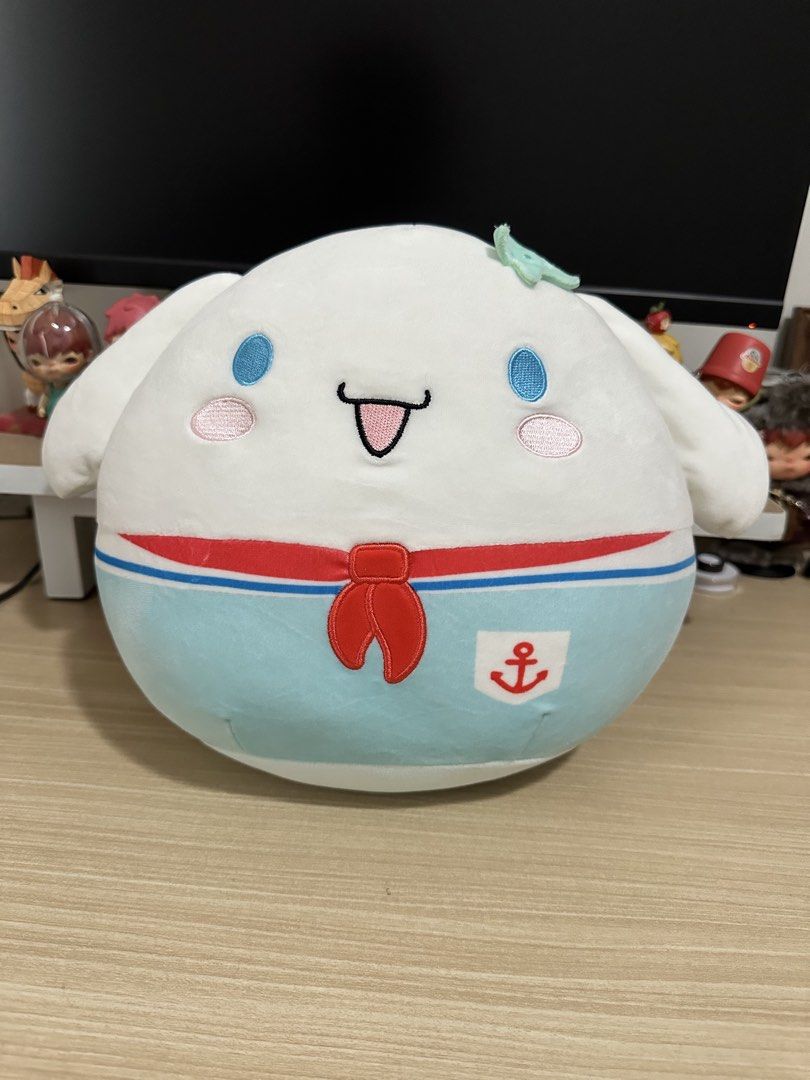 Sanrio Cinnamoroll Sailor Plush Toy (Category: Plushies & Soft Toys) located in Cabanatuan. Submitted by s.kit.27 (Listing ID 1468025619, Image 1). Description: - Adorable light blue and white sailor outfit with red necktie and anchor emblem - Detailed embroidery: blue eyes, pink cheeks, and happy smile - Extra cute touch: tiny mint-green starfish hair clip on the head - Super soft, round, and huggable material with zero stains or damage - Perfec
