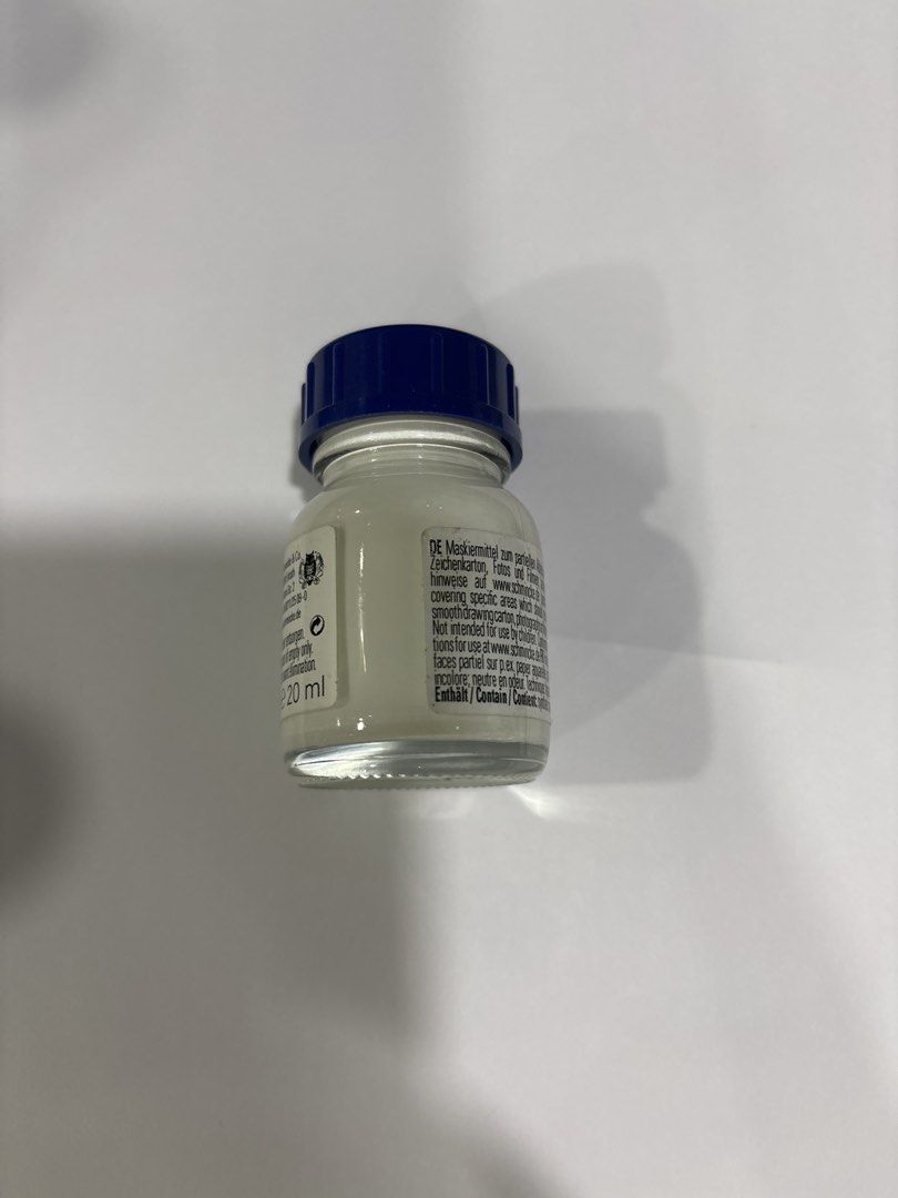 Schmincke Rubbelkrepp Neutral Liquid Frisket 20ml (Category: Craft Supplies & Tools) located in Mandaluyong City. Submitted by clothescarousel (Listing ID 1467958059, Image 2). Description: - Brand: Schmincke Rubbelkrepp - Item: Neutral liquid frisket in 20ml glass bottle with blue cap - Condition: Brand new and unused in original packaging - Origin: Made in Germany - Ideal for: Watercolor, gouache, airbrush work, photography, and film masking on