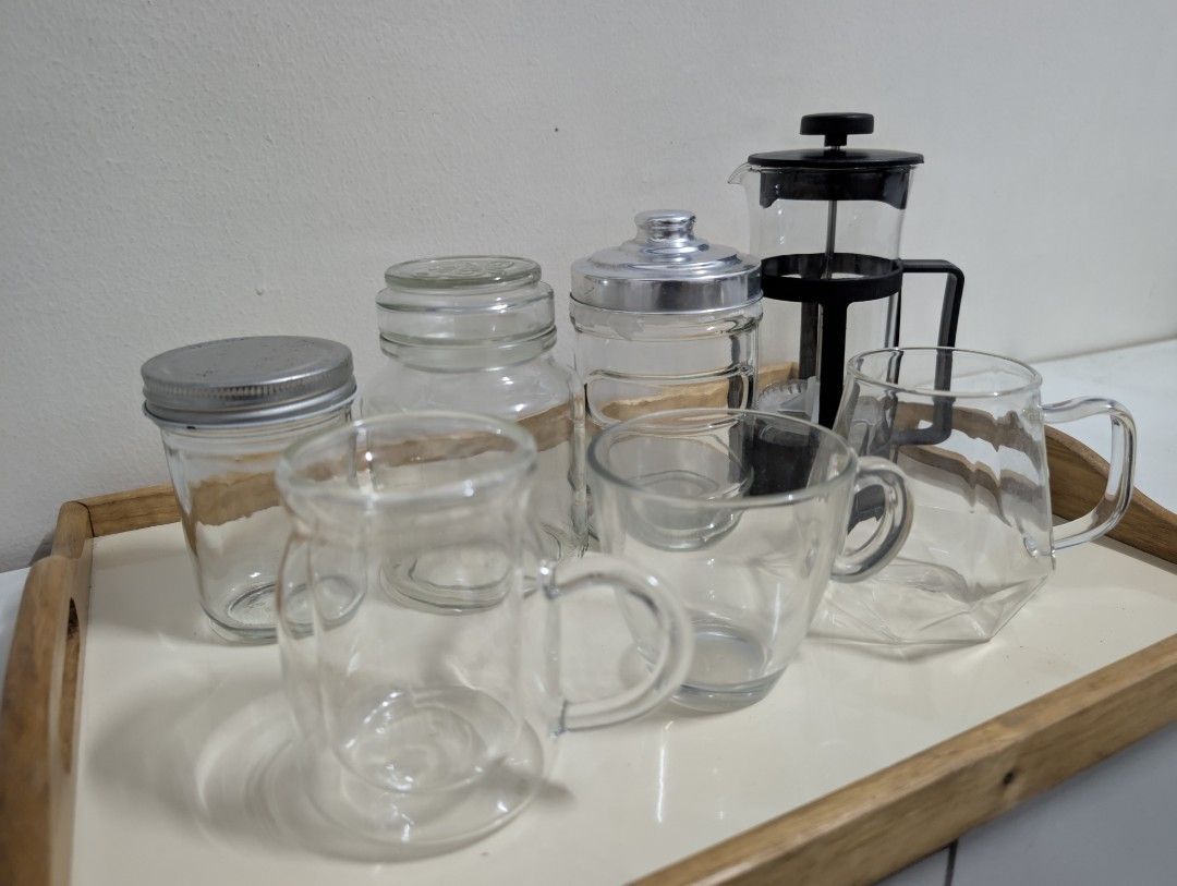 Serving/Coffee/Tea Table Tray with freebies (Category: Coffee & Tea Tableware) located in Binan City. Submitted by fabpanda (Listing ID 1467928569, Image 1). Description: All in... Last Price... Still available... Free Jars for your coffee, creamer and sugar Free cups, french press and vintage metal tin quote plate compare nyo na din po yung brand new for this price because this is super worth the price na :)).