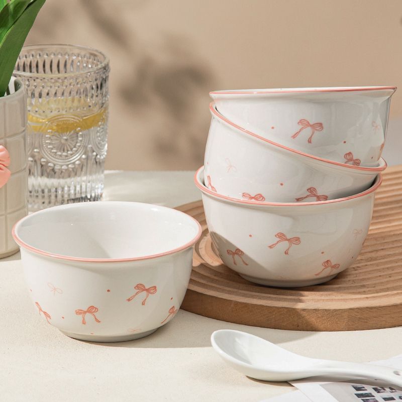 Ceramic Bowls with Pink Bow Pattern (Category: Dinnerware & Cutlery) located in Malolos. Submitted by cartofjaes (Listing ID 1467902874, Image 3). Description: ‼️INTEREST CHECK‼️ 🎀 Pink Bow Rice Bowl • ₱40 per piece • Approx. 11.5 cm diameter × 6.2 cm height • White bowl with pink bow design • Supplier photos shown Not yet on hand. Checking interest before stocking—no orders or payments accepted yet. Message me if you’re interested! 😊.