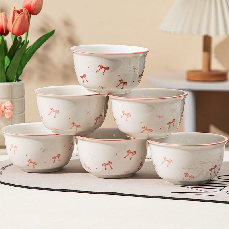 Ceramic Bowls with Pink Bow Pattern (Category: Dinnerware & Cutlery) located in Malolos. Submitted by cartofjaes (Listing ID 1467902874, Image 2). Description: ‼️INTEREST CHECK‼️ 🎀 Pink Bow Rice Bowl • ₱40 per piece • Approx. 11.5 cm diameter × 6.2 cm height • White bowl with pink bow design • Supplier photos shown Not yet on hand. Checking interest before stocking—no orders or payments accepted yet. Message me if you’re interested! 😊.