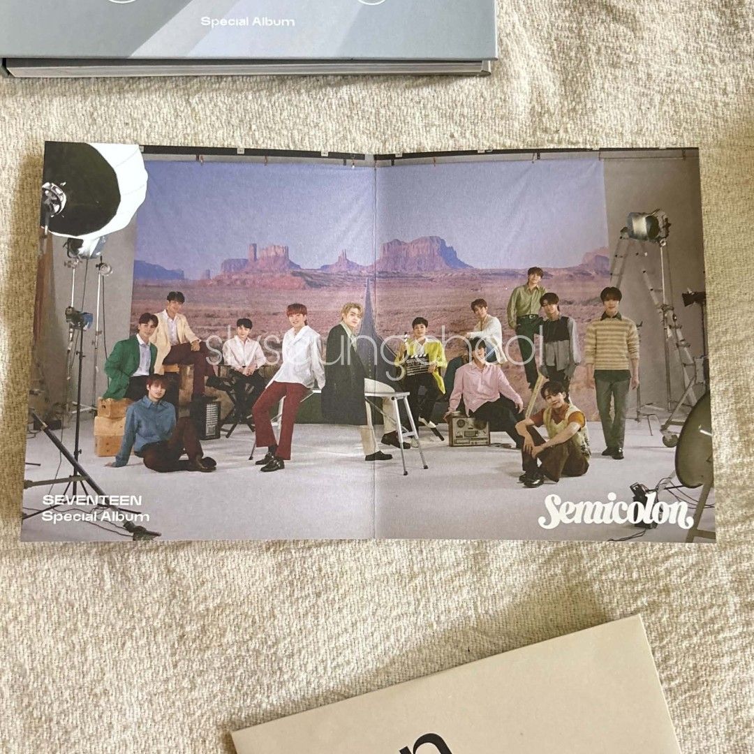 SEVENTEEN Semicolon Special Album (Category: K-Wave Merchandise) located in Quezon City. Submitted by usedbynihc (Listing ID 1468024145, Image 2). Description: - SEVENTEEN Semicolon Special Album Set - Complete inclusions as seen in photos just no pcs - Includes outer box, photobook, cd, weaving kit box, folding poster, and sticker - Perfect addition to any Carat collection.
