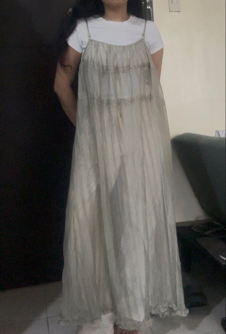 Sheer Overlay Maxi Dress (Category: Dresses) located in Manila. Submitted by pachookie (Listing ID 1461089456, Image 1). Description: - Adjustable straps - Ideal for layering .