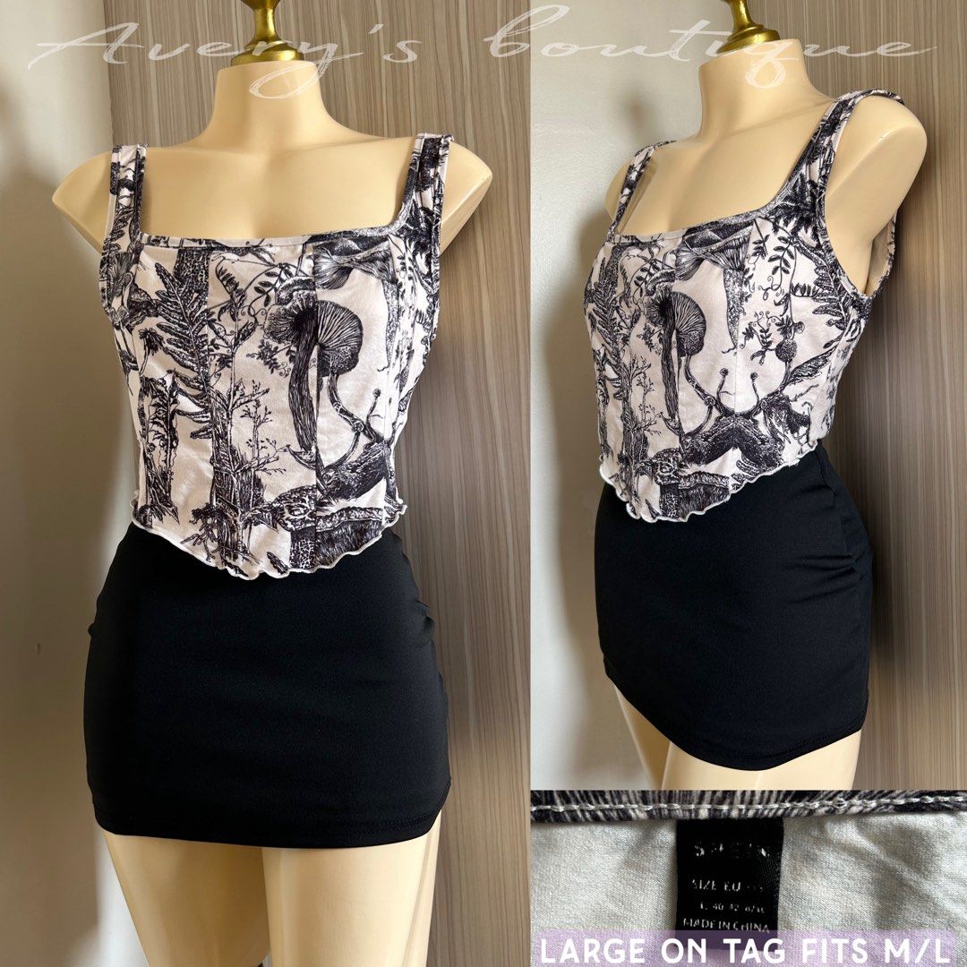 SHEIN black corset top - LARGE (Category: Shirts) located in Quezon City. Submitted by averysboutiqueonfb (Listing ID 1467906035, Image 1). Description: ‼️PRICE IS NOT NEGOTIABLE‼️ 📍Location: Munoz,Quezon city. 🧾MOP: Gcash/BDO/Maya/Maribank 🚚MOD: J&T/Lalamove Please manage expectations — this item is thrifted and has already been washed before posting. Some pieces may have minimal flaws such as washable stains,loose threads,small damages or si