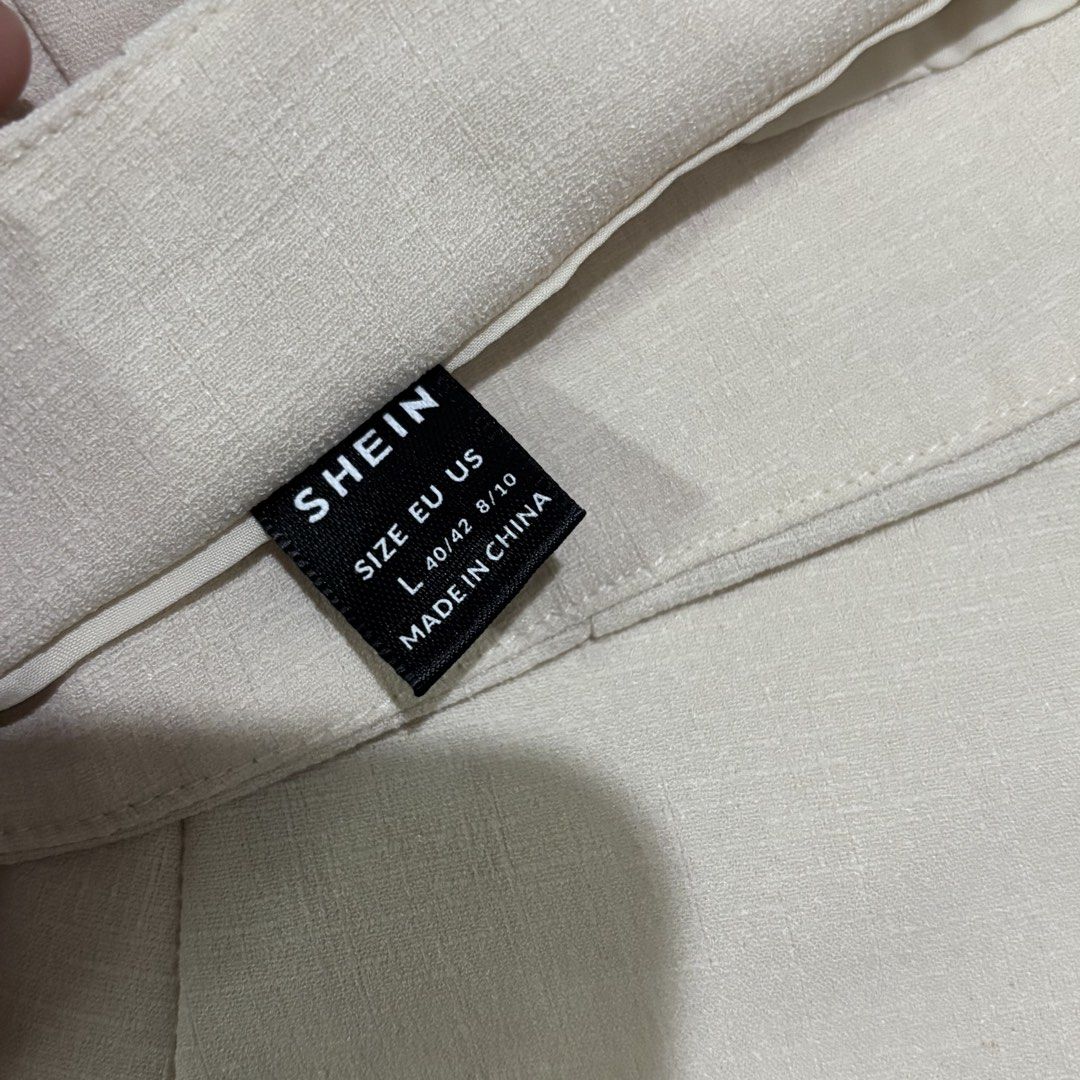 Shein Cream Tailored Highwaist Short (Category: Shorts) located in Binan City. Submitted by myprelovedhaul (Listing ID 1467942994, Image 3). Description: - length: 15 | width: 16 (30-32) - no when worn photos! - last price posted! - please message only if sure buyer! - limited replies only. - Available unless mark as sold. - Ship via j&t or lalamove for same day. -Mode of payment: Gcash 📍Biñan Laguna The item in the selected region is a pair of 
