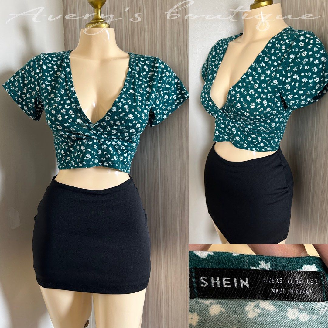 SHEIN green floral croptop (Category: Others Tops) located in Quezon City. Submitted by averysboutiqueonfb (Listing ID 1467891557, Image 1). Description: ‼️PRICE IS NOT NEGOTIABLE‼️ 📍Location: Munoz,Quezon city. 🧾MOP: Gcash/BDO/Maya/Maribank 🚚MOD: J&T/Lalamove Please manage expectations — this item is thrifted and has already been washed before posting. Some pieces may have minimal flaws such as washable stains,loose threads,small damages or s