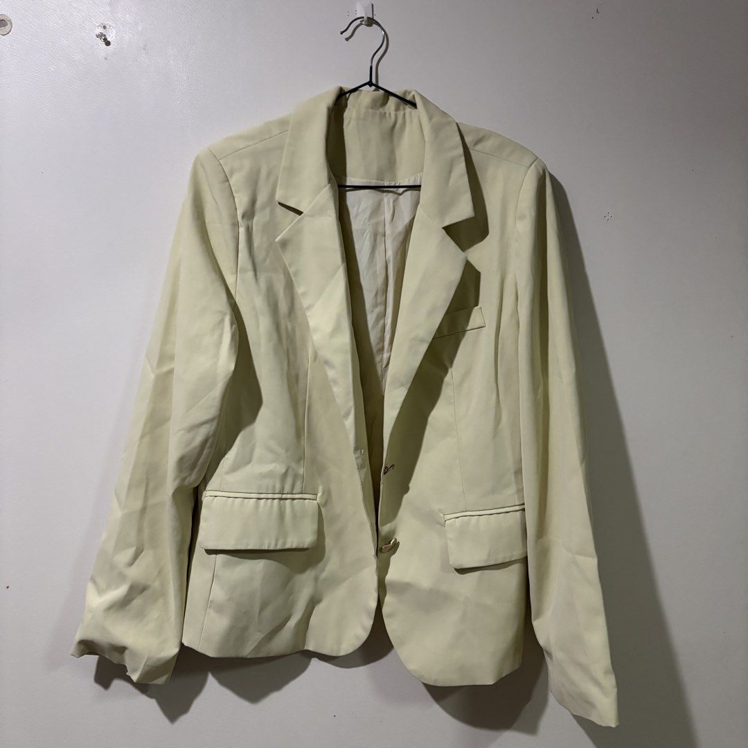 Shein Pastel Formal Blazer (Category: Coats, Jackets and Outerwear) located in Binan City. Submitted by myprelovedhaul (Listing ID 1467954508, Image 2). Description: - no when worn photos! - last price posted! - please message only if sure buyer! - limited replies only. - Available unless mark as sold. - Ship via j&t or lalamove for same day. -Mode of payment: Gcash 📍Biñan Laguna .