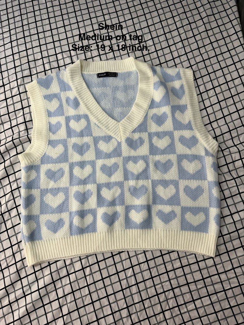 SHEIN Qutie Heart & Checker Pattern Sweater Vest (Category: Others Tops) located in Manila. Submitted by pinkyswearshop2.0 (Listing ID 1467895735, Image 1). Description: .