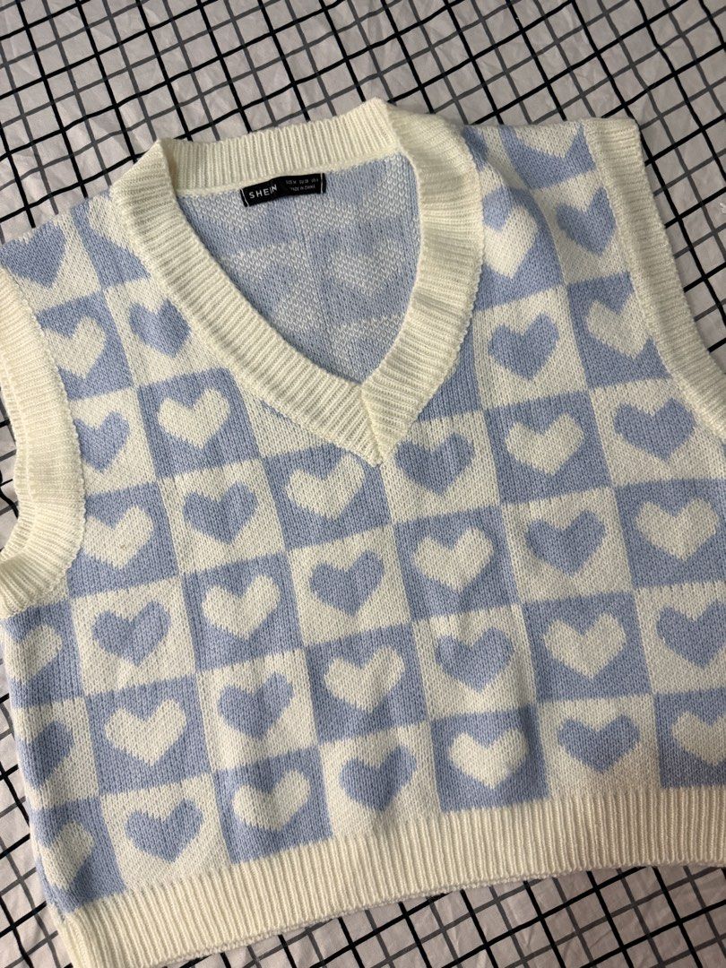 SHEIN Qutie Heart & Checker Pattern Sweater Vest (Category: Others Tops) located in Manila. Submitted by pinkyswearshop2.0 (Listing ID 1467895735, Image 2). Description: .