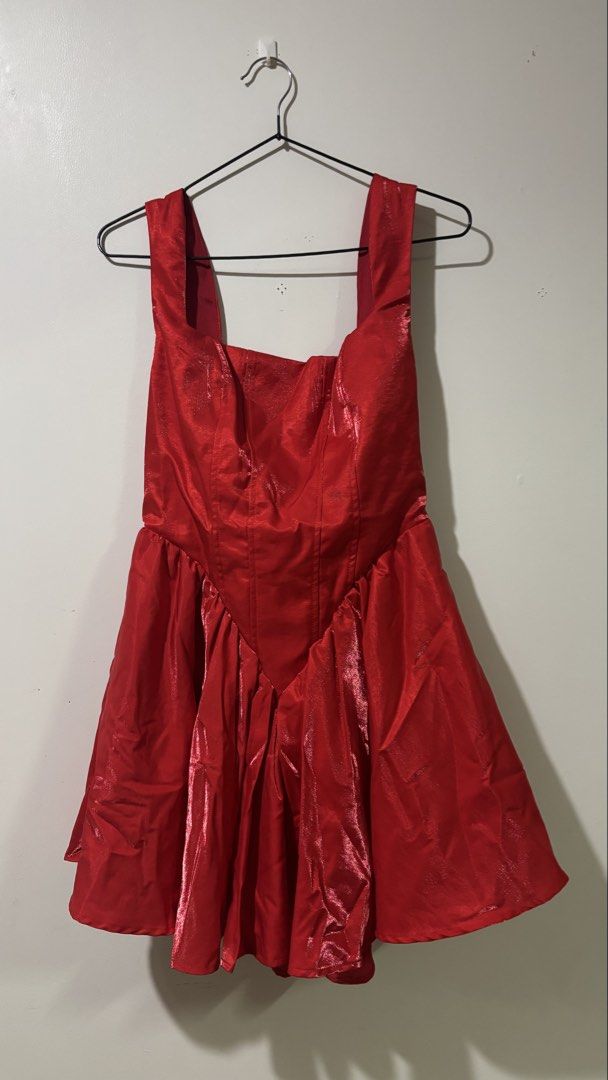 Shein Red Bow Backless Bustier Balloon Dress (Category: Dresses) located in Binan City. Submitted by myprelovedhaul (Listing ID 1467934869, Image 3). Description: - no when worn photos! - last price posted! - please message only if sure buyer! - limited replies only. - Available unless mark as sold. - Ship via j&t or lalamove for same day. -Mode of payment: Gcash 📍Biñan Laguna This item is the SHEIN BAE Women’s Solid Color Open Back Strap Dress.