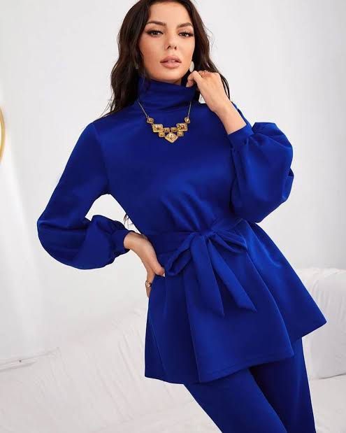 Shein Royal Blue Belted Blouse and Pants Coordinates (Category: Sets or Coordinates) located in Binan City. Submitted by myprelovedhaul (Listing ID 1467930327, Image 1). Description: - no when worn photos! - last price posted! - please message only if sure buyer! - limited replies only. - Available unless mark as sold. - Ship via j&t or lalamove for same day. -Mode of payment: Gcash 📍Biñan Laguna The selected garment is the SHEIN Modely Royal Bl