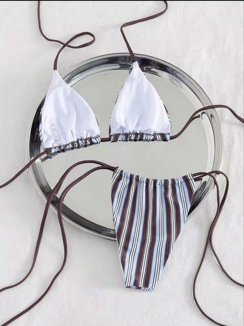 SHEIN Stripes Self-Tie Bikini (Category: Bikinis & Swimsuits) located in Manila. Submitted by camillestc (Listing ID 1467917249, Image 3). Description: .