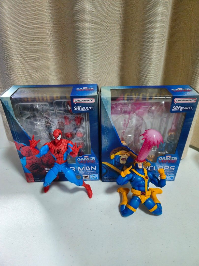 SH Figuarts Gamerverse SpiderMan and Cyclops Authentic (Category: Figurines & Statues) located in Makati City. Submitted by kurttan1625 (Listing ID 1467915154, Image 1). Description: Selling my personal SHF collection gameverse. They are as good as new. ((((AUTHENTIC NOT BOOTLEG)))) The figures were only taken out to be displayed in my comic cabinet and were not played with. Authentic, not KO. Also open for trade for Spider-Man Maximum and Symbio