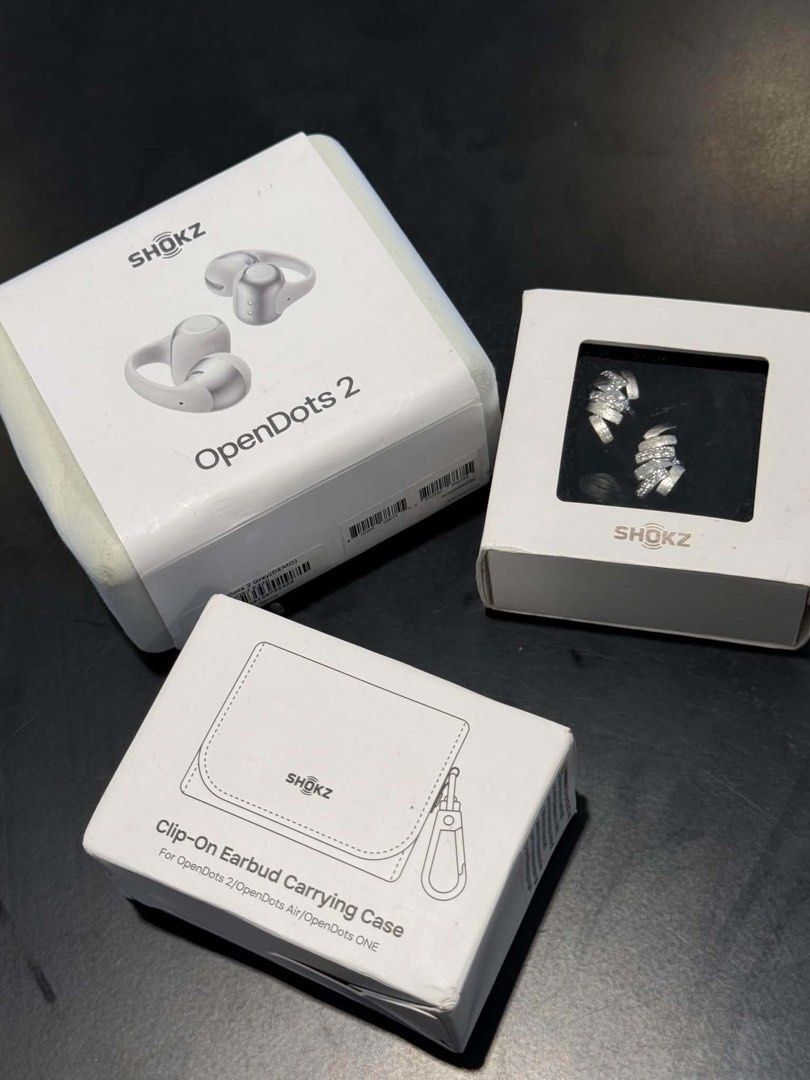 Shokz OpenDots 2 (Category: Earphones) located in Manila. Submitted by deeyoms (Listing ID 1468018634, Image 1). Description: Opendots 2 Orig price is 12,990 with freebies worth 4,000 UPGRADED Dolby audio Clear calls with 3mics Up to 40 hours of listening and wireless charging.