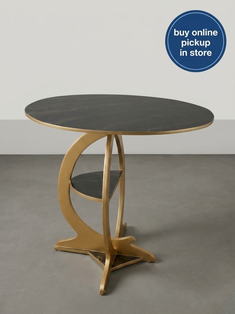 SIDE TABLE (Category: Shelves, Cabinets & Racks) located in Valenzuela. Submitted by jesspesongco (Listing ID 1467898405, Image 1). Description: SIDE TABLE PRICE: 4,500 SIZE: L76cm W50cm H75cm ✔ Ideal for living rooms or as a bedside table ✔ Dark top with striking gold curved base 📍 LOCATION: OFFICEBUSTERS BALINTAWAK 👤 Look for: Hesus 📞 0961 690 4709.