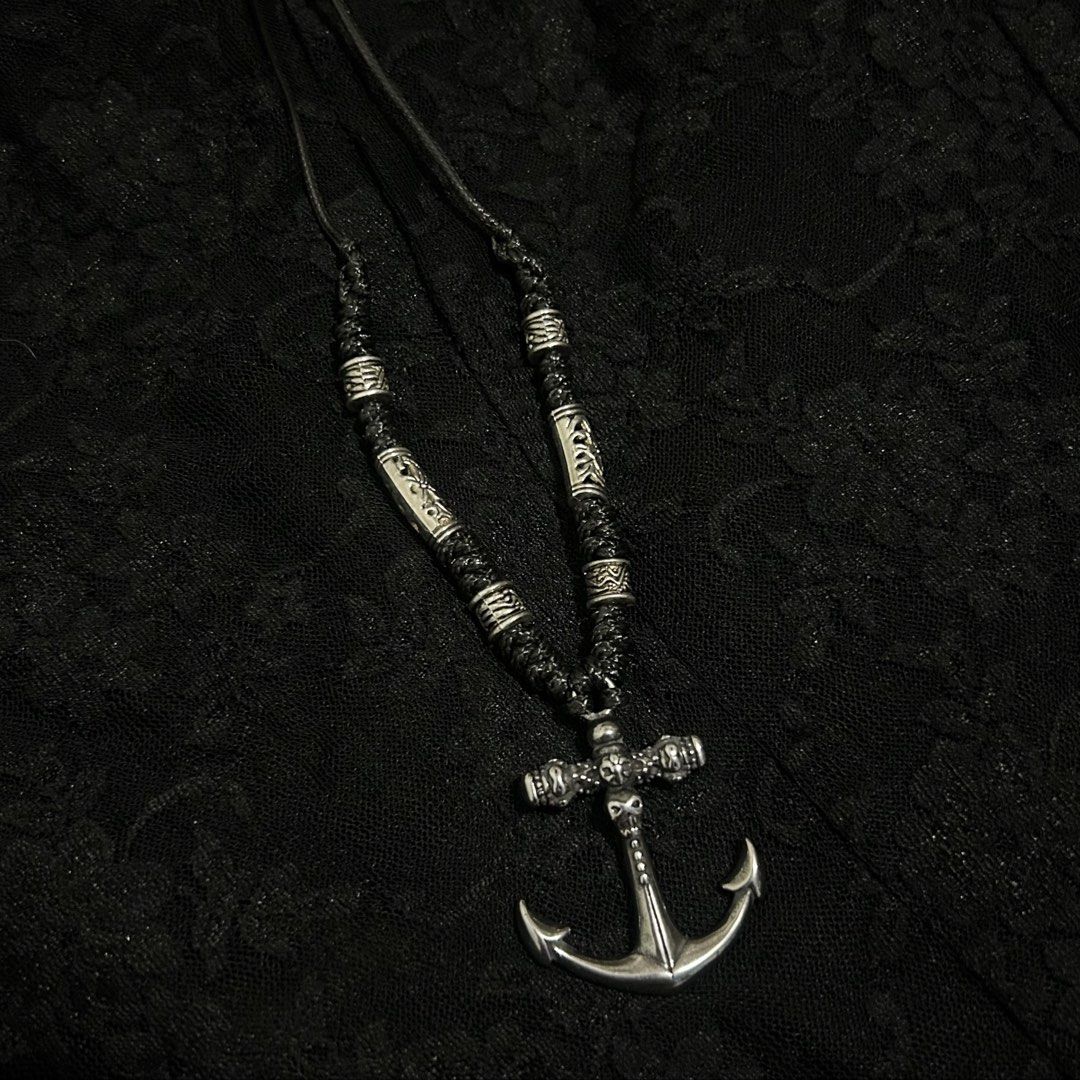 silver anchor braided necklace (Category: Jewelry) located in Manila. Submitted by sophialeigh (Listing ID 1468057172, Image 1). Description: handmade accessories - adjustable | stainless - design changes can be made after payment more designs on my profile 🏷️ alt y2k goth emo grunge punk archive morikei vkei.