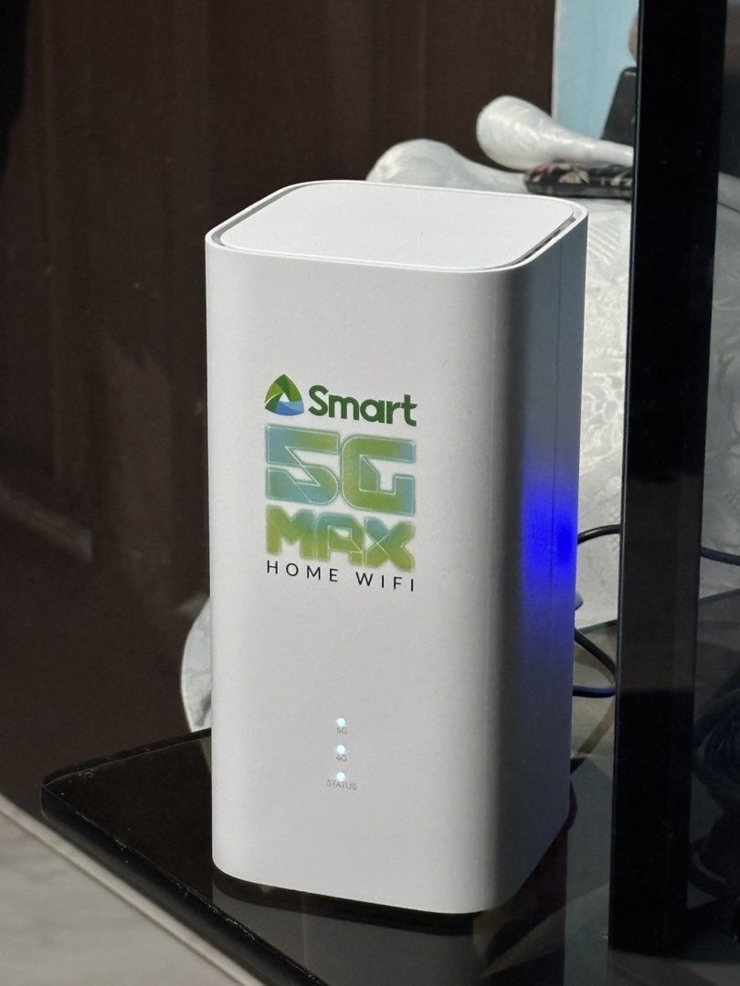 Smart 5G Max Home Wifi Router (Category: Networking) located in Mabalacat. Submitted by xx_ameee (Listing ID 1467871131, Image 3). Description: FS Smart Unli 5G Home Wifi (Prepaid) With sim card Registered pa sa 1299 Unli 5G expiring on Nov 11 Complete inclusions 1 month old (bought September 12) With warranty pa sa Smart stores Upto 600mbps speed, tested na rin sa Valorant Note: Pls make sure malakas yung 5G signal sa area nyo. You can test it i
