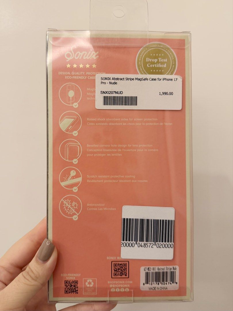Sonix Case for iPhone 17 Pro (Category: Cases & Sleeves) located in Marikina City. Submitted by casesandmanymore (Listing ID 1467964612, Image 2). Description: Hydrogel attached.