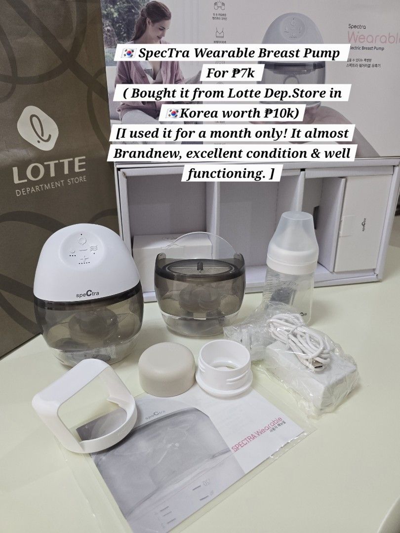 SPECTRA WEARABLE BREAST PUMP (Category: Breastfeeding & Bottle Feeding) located in Angeles City. Submitted by seika_beautyshop (Listing ID 1467984998, Image 1). Description: 🇰🇷SpecTra Wearable Breast Pump For ₱6k (Bought at Lotte Dep.Store in 🇰🇷Korea ₩213k [I used it for a months only!and then i kept.Excellent condition & well functioning.] Decluttering My Baby's Preloved Items🧸 ♡ Details & Price is on Photo ♡ Reservation should be Payment f
