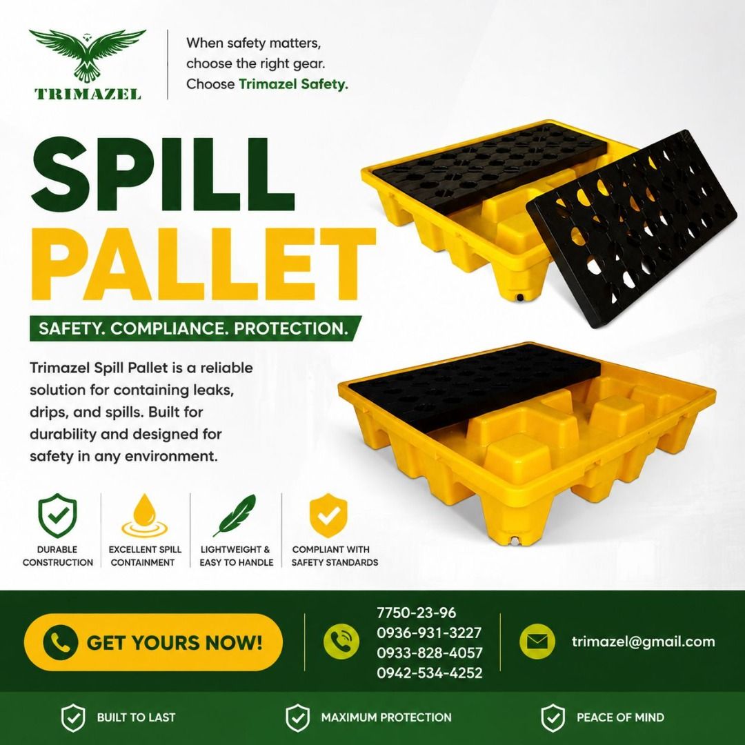 SPILL PALLET (Category: Looking For) located in Pasig City. Submitted by cruzmia.825 (Listing ID 1467848629, Image 1). Description: ✅ Guaranteed lowest price ✅ Quality products ✅ Big discount for bulk orders ✅ 100% LEGIT TRUSTED SUPPLIER! ✅ With Complete Legal Documents ✅ BIR Registered We Supply All Kinds Of PPE Supplies, Raincoat, Hard Hat, Cooler Box, Plastic Trash Bin, Road Barriers, Kayak Boats, Crystal Kayak, Traffic Cone, T-Bollards & All 
