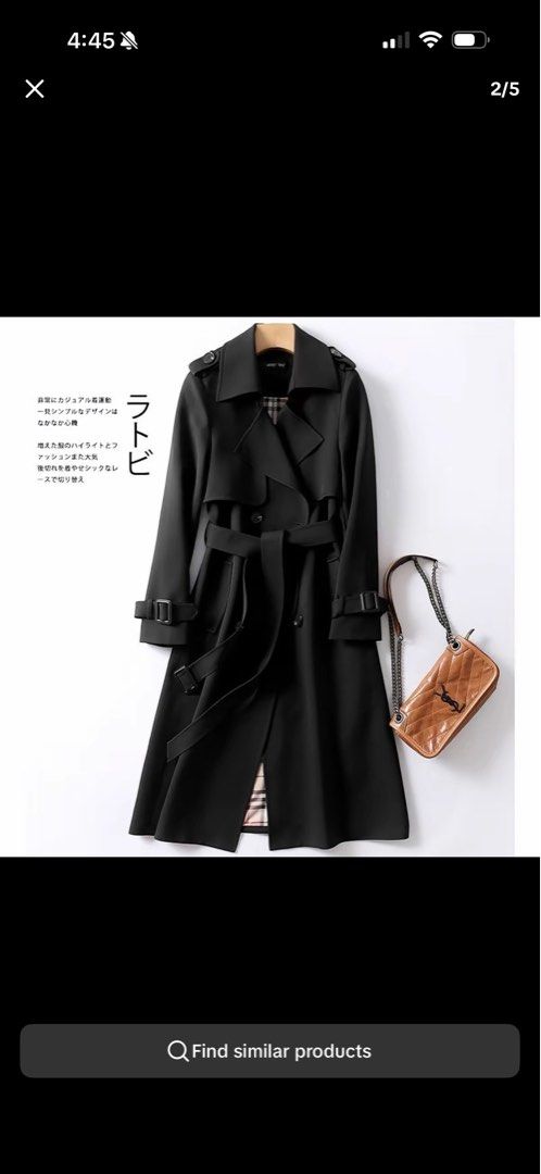 Spring/Autumn Black Double-Breasted Trench Coat (Category: Coats, Jackets and Outerwear) located in Makati City. Submitted by angel.ad (Listing ID 1467895416, Image 3). Description: - Black with dark buttons, double breasted, with belt - Fabric has weight to it, kept me comfortable at 12-15degC - ideal for spring/autumn - Used once only. Super fresh pa!! -Size M, Im usually Size S but I sized up for longer length and oversize fit.