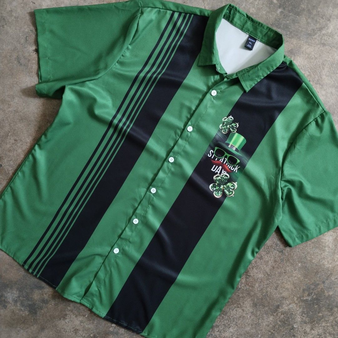 st. patrick's day allover print polo (Category: Formal Shirts) located in Bulacan. Submitted by hustleoverluckphv2 (Listing ID 1468001340, Image 2). Description: st. patrick's day allover print polo XL on tag Measurements Width - 24" Length - 30" Claim - 299.