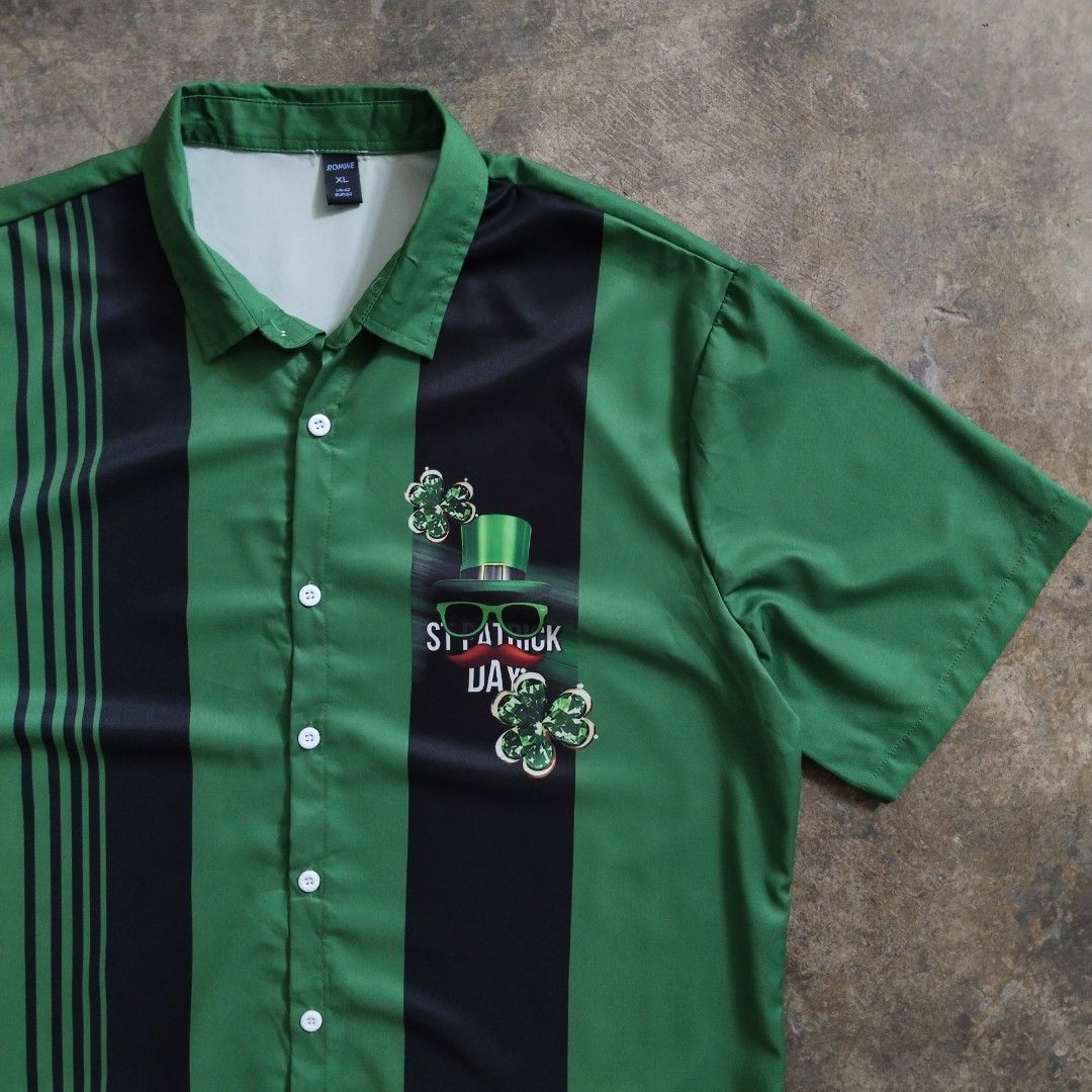 st. patrick's day allover print polo (Category: Formal Shirts) located in Bulacan. Submitted by hustleoverluckphv2 (Listing ID 1468001340, Image 3). Description: st. patrick's day allover print polo XL on tag Measurements Width - 24" Length - 30" Claim - 299.