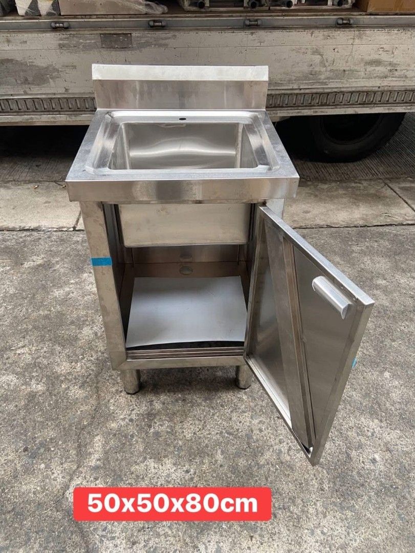 Stainless Single Sink With Cabinet SUS304 (Category: Dishwasher) located in Manila. Submitted by jamfrimzy089458 (Listing ID 1467877585, Image 2). Description: STAINLESS SINGLE SINK WITH CABINET SUS304 °Brand new °Materials: SUS304 Stainless steel °Thickness: 1.2mm °Heavy duty °Depth: 9 inches °Comes with fittings °Ready for delivery •size• LxWxH 50x50x80 cm °Cash on delivery° °Gcash & Bank transfer payment accepted° °Same day delivery° °fbpage° 