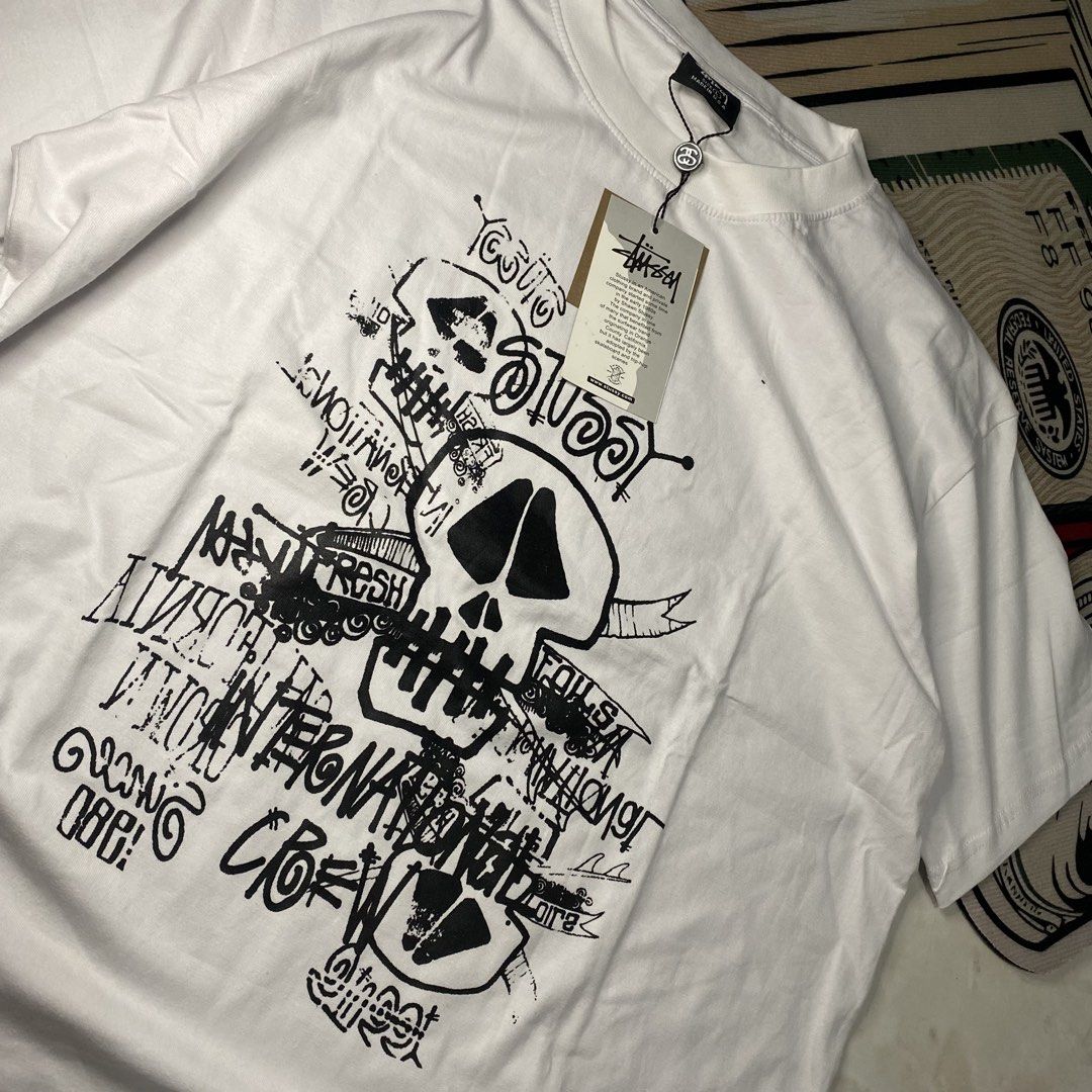 Stussy Skulls Pigment (Category: Activewear) located in Bacoor. Submitted by fitcart (Listing ID 1467952027, Image 3). Description: Size: L Dimes: 28 × 23 Fabric: Cotton Condition: Good Condition Color Rate: 9/10 Issue: Minor print mark Price: ₱350.