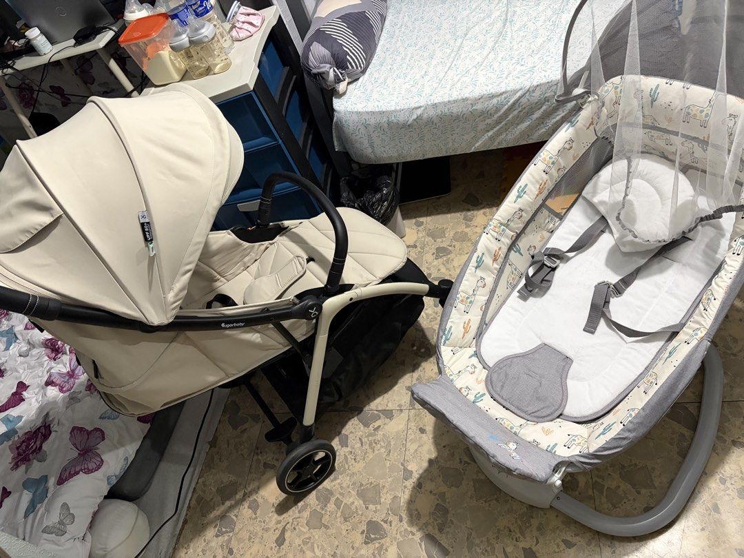 Sugar Baby Autofold Stroller Cream (Category: Strollers) located in Caloocan City. Submitted by allensumag62992 (Listing ID 1468050619, Image 1). Description: - Brand: Sugar Baby - Color: Cream - Condition: Excellent, clean fabric, works smoothly with no issues - Autofold lightweight frame - Smooth-rolling wheels - Large storage basket underneath - Padded seat harness for maximum safety - Protective canopy against sun and wind.