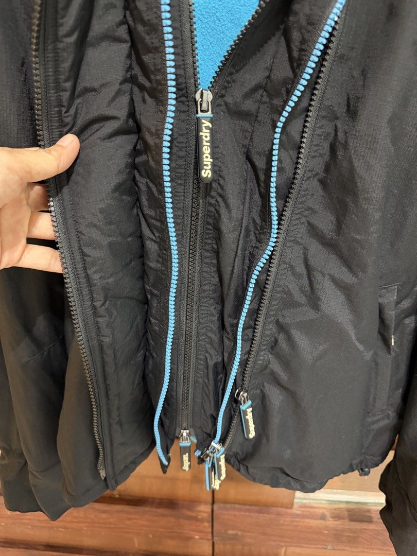 Superdry Original Windcheater Japan Jacket Black Blue (Category: Coats, Jackets and Outerwear) located in Marikina City. Submitted by lucassantiano (Listing ID 1467865419, Image 2). Description: - Authentic Superdry Original Windcheater Japan jacket - Color: Black with vibrant bright blue inner fleece lining and zippers - Multi-layer front zip closure with ribbed inner collar and cuffs - Attached hood with adjustable drawcords - Signature branded