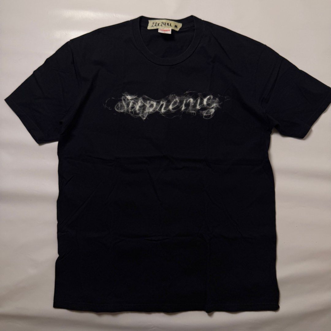 Supreme Black T-Shirt with Script Logo Size XL (Category: Tshirts & Polo Shirts ) located in Gapan. Submitted by rasthriftshop17 (Listing ID 1468007273, Image 1). Description: SUPREME Size on tag: XL Dimes: 22 x 29 ₱750 + sf Condition: Excellent Color rate: 9/10 Issue: None.