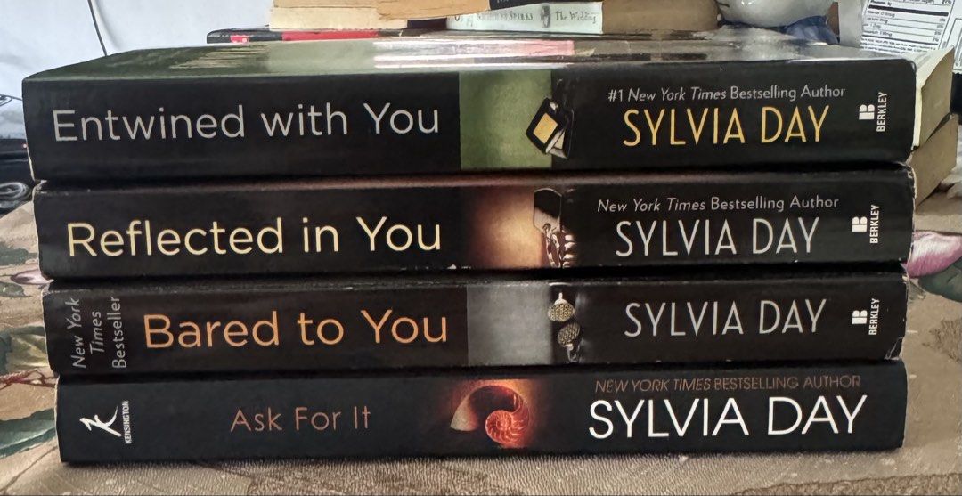 Sylvia Day Crossfire Novels Set and Ask For It (Category: Storybooks) located in Paranaque City. Submitted by jiggybautista (Listing ID 1467903010, Image 1). Description: - Author: Sylvia Day - Books included: Bared to You, Reflected in You, Entwined with You, and Ask For It - Format: Paperback - Condition: Great reads, clear text, and clean pages - Bundle deal: Selling all 4 books together.