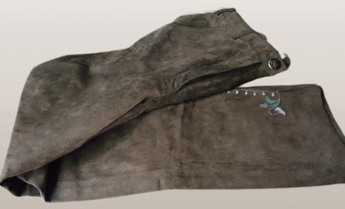 TAUPE BROWN SUEDE PANTS 28 (Category: Other Bottoms) located in Marikina City. Submitted by minimalistmanila (Listing ID 1467876974, Image 2). Description: Imported taupe brown real suede leather pants from USA. Straight leg. Waist is 28. With beautiful stitching. Never used. Order now! .