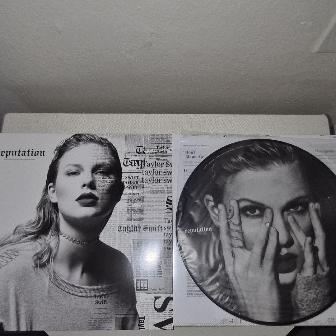 Taylor Swift Reputation Vinyl Record Disc (Category: Vinyls) located in Manila. Submitted by drizzyfama (Listing ID 1467944774, Image 1). Description: - Taylor Swift Reputation Double LP Picture Disc - Includes iconic gatefold jacket with classic newspaper print - Features stunning black and white era imagery - Plays properly and stored safely in sleeve - Perfect collectible piece for Swifties and vinyl collectors.