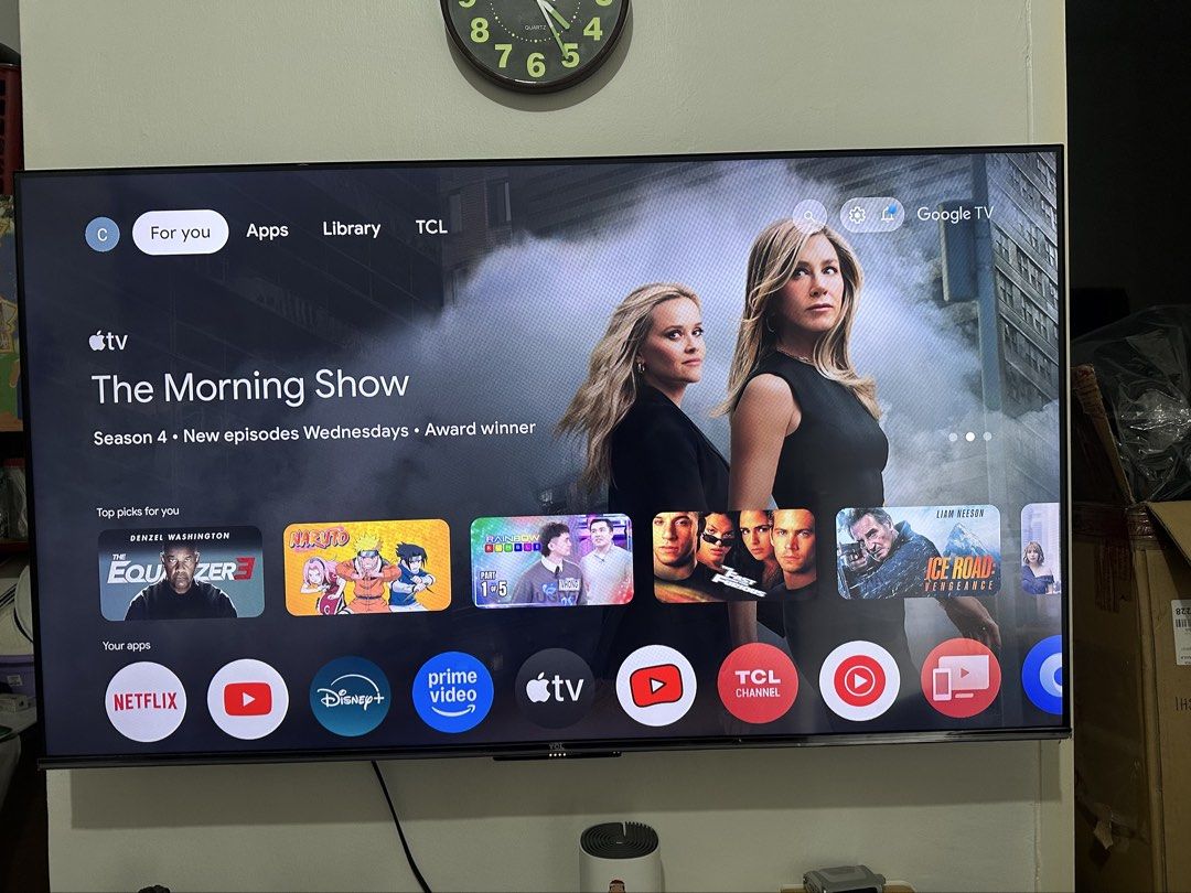 TCL 50 Inch 4K UHD Google TV (Category: TV) located in Manila. Submitted by kriziaaguillon (Listing ID 1461766366, Image 2). Description: - TCL 50-inch 4K UHD TV - Built-in Google TV for smart features - Wide Color Gamut (WCG) for vibrant colors - 120Hz Game Accelerator for smooth gaming - Dolby Vision and Dolby Atmos for immersive viewing - MEMC technology for fluid motion - AMD FreeSync for tear-free gaming - HDMI 2.1 support - 2nd hand w/ wall