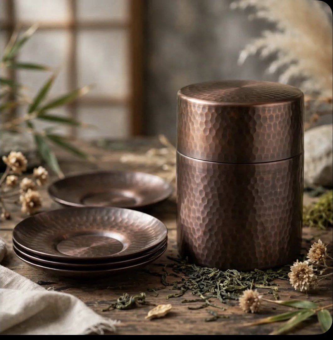 Shinkodo Art Copperware Tea Caddy/Cannister with 5 coaster (Category: Coffee & Tea Tableware) located in Antipolo. Submitted by queens.collections (Listing ID 1467906746, Image 1). Description: Skusj97265c.