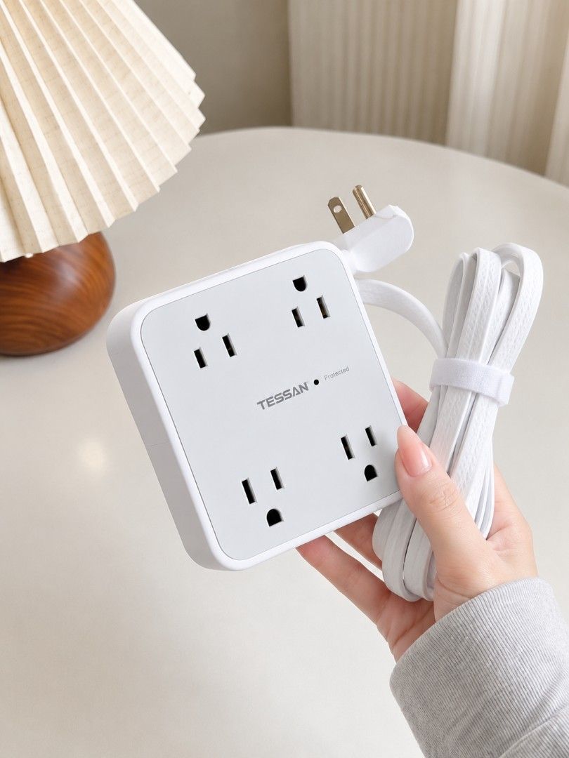 TESSAN Flat Plug Surge Protector Power Strip White (Category: Electrical, Adaptors & Sockets) located in Taguig. Submitted by apzdeclutter (Listing ID 1468028538, Image 1). Description: - Color: Clean white design to match any room decor - Outlets: 8 AC outlets to power multiple devices at once - Flat Plug: Space-saving design that fits easily behind furniture and tight spaces - Surge Protection: Built-in indicator light on the front face for saf