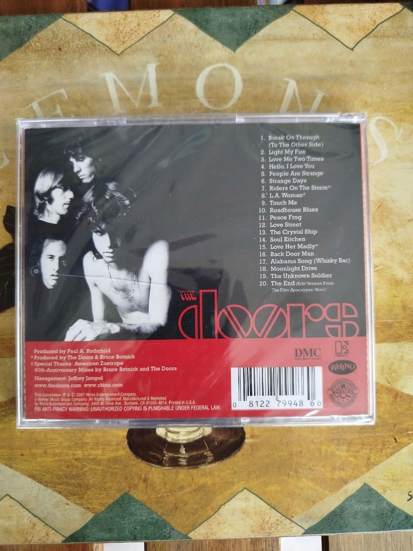 The Doors - The Future Starts Here: The Essential Doors Hits CD (Category: CDs & DVDs) located in Makati City. Submitted by meowmyella (Listing ID 1467880995, Image 2). Description: - Artist: The Doors - Album: Greatest Hits Compilation - Release Year: 2007 by Rhino Entertainment - Track Count: 20 classic tracks (includes Break On Through, Light My Fire, Riders On The Storm, and L.A. Woman) - Packaging: Standard jewel case with original cover art