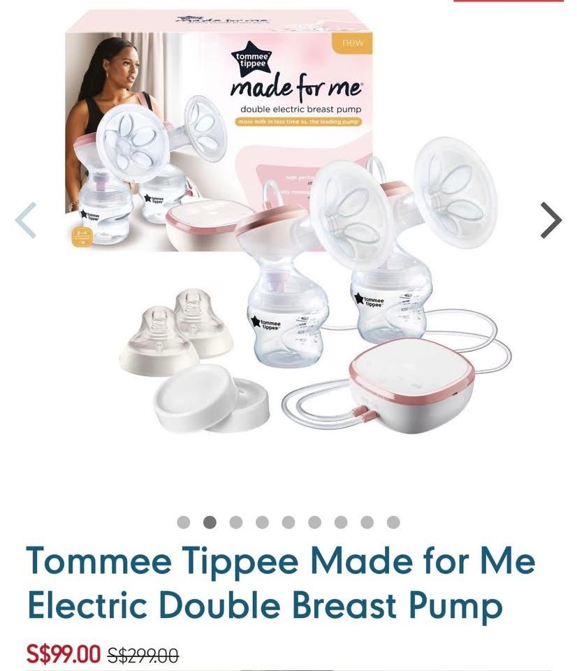 Tommee Tippee Made for Me Electric Double Breast Pump (Category: Breastfeeding & Bottle Feeding) located in Bulacan. Submitted by sgprelovedstuffs (Listing ID 1467895189, Image 2). Description: - Tommee Tippee Made for Me electric double breast pump set - Portable and rechargeable unit for pumping on-the-go - Includes two 150ml Closer to Nature baby feeding bottles with slow flow teats - Comes with convenient milk storage lids - Complete with USB