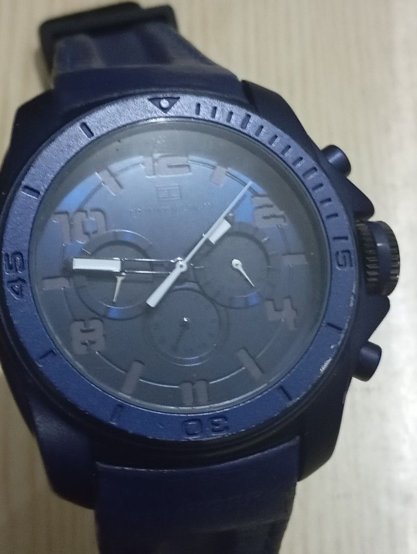 Tommy hilfiger chrono (Category: Men's Watches) located in Las Pinas. Submitted by quick_deals_great_finds2 (Listing ID 1468035541, Image 1). Description: Original good working condition Quartz chronograph with battery 45mm big size.