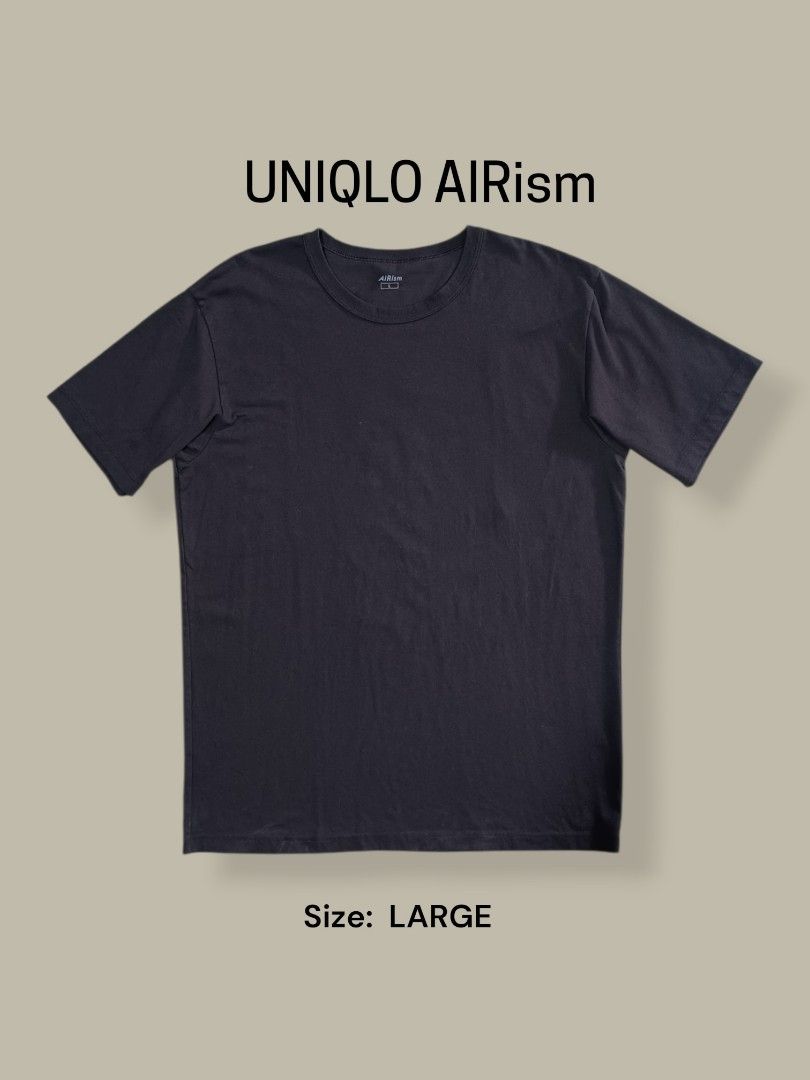 UNIQLO AIRism Plain Black Tee (Category: Tshirts & Polo Shirts ) located in Midsayap. Submitted by macoy.picker (Listing ID 1467910931, Image 1). Description: UNIQLO AIRism Plain Black Tee Size: Large.