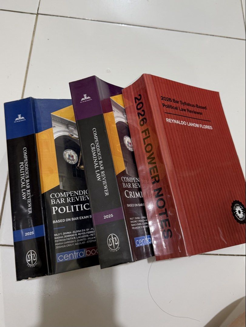 Used Law Books (Category: Textbooks) located in Las Pinas. Submitted by basi1io (Listing ID 1467925145, Image 1). Description: Used as secondary reference Flower Notes (2026) Compendious Criminal Law (2025) Political Law (2025) P1750 is for three books already. Sold as set only. Delivery to be shouldered by the buyer. Pay only once rider arrives. MOP: Gcash 📍Las Pinas, Talon 5.