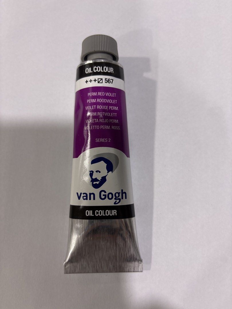 Van Gogh Oil Colour Permanent Red Violet 40ml (Category: Art & Prints) located in Mandaluyong City. Submitted by clothescarousel (Listing ID 1468035154, Image 1). Description: - Brand: Royal Talens Van Gogh (Made in Netherlands) - Color: Permanent Red Violet (Color Code: 567) - Size: 40ml / 1.4 fl. oz. - Pigment Codes: PV23 and PR122 - Series: Series 2 with great lightfastness - Condition: 100% brand new and unused.