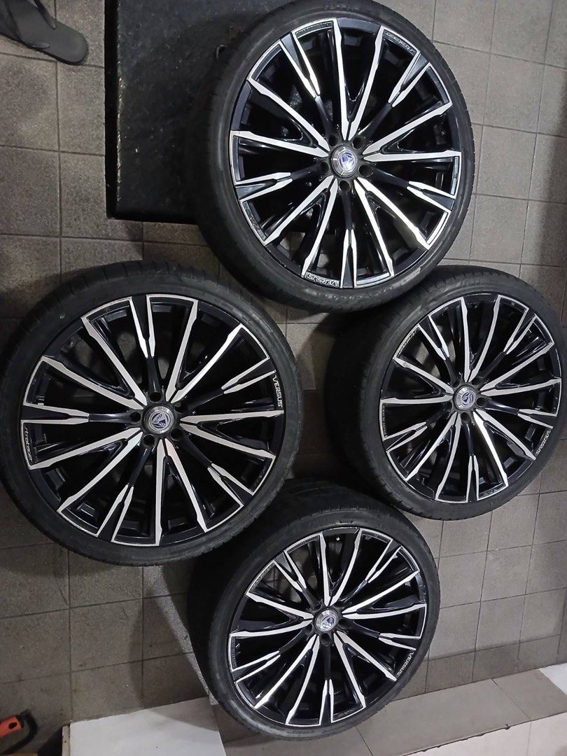 Versus mags 22inches with Accelera tires (Category: Mags and Tires) located in Taguig. Submitted by scalpeljm (Listing ID 1468053376, Image 1). Description: Versus 22 inch mags with Accelera 265/35/22 PCD 114, ET 30 Came from Lexus RX 350.