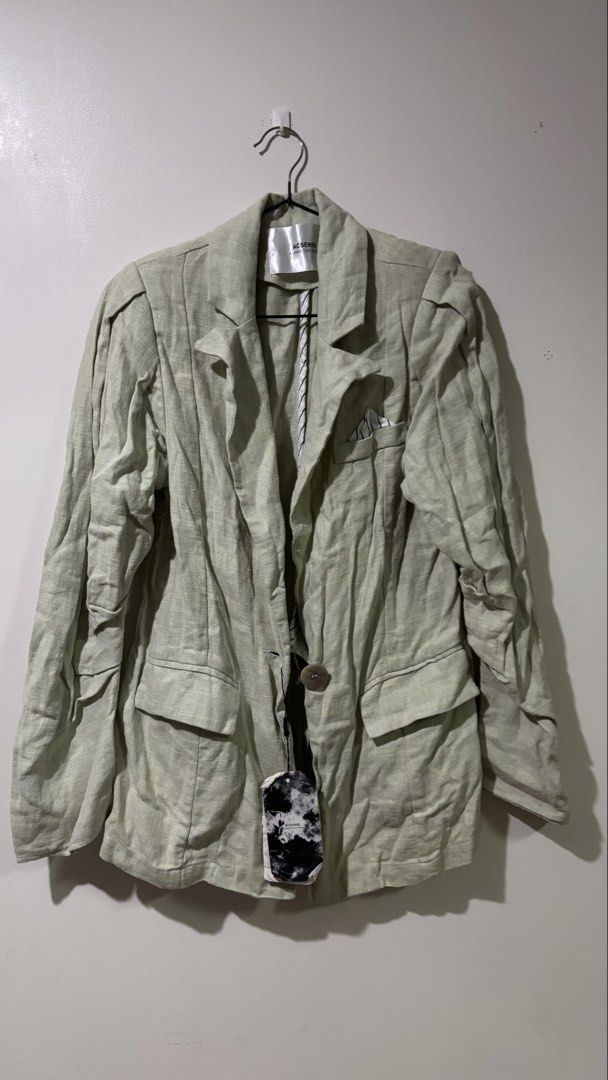 Vintage Acsense Pastel Green Blazer (Category: Coats, Jackets and Outerwear) located in Binan City. Submitted by myprelovedhaul (Listing ID 1467931272, Image 2). Description: - no when worn photos! - last price posted! - please message only if sure buyer! - limited replies only. - Available unless mark as sold. - Ship via j&t or lalamove for same day. -Mode of payment: Gcash 📍Biñan Laguna .