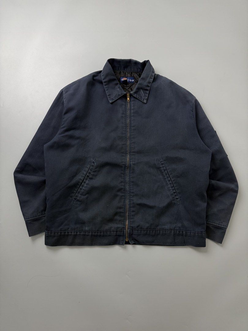 Vintage dickies (Category: Coats, Jackets and Outerwear) located in Pila. Submitted by villanueva80826 (Listing ID 1467984735, Image 1). Description: Vintage Dickies harrington jacket Size:xxl •Width:27.5 •Length:29 •Diamond stitch •Condition:9/10 •Color rate:9/10 Mine:680 +Shipping fee Issue:sign of usage like distressed some faded part pinhole due to his age Still in good condition Still wearable .